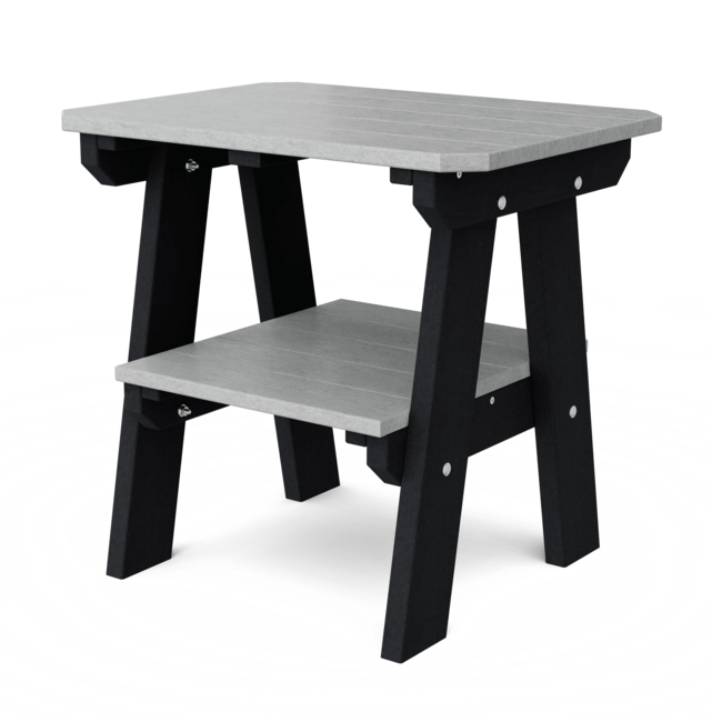 Two Tier End Table - Black Frame w/ Light Gray Top