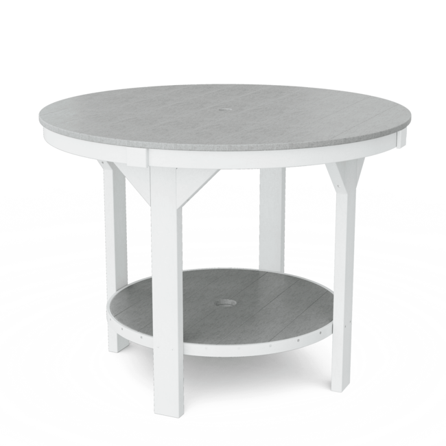 Heritage 48" Pub Table Set with 4 Swivel Chairs  Bar Height Light Gray with White Frame