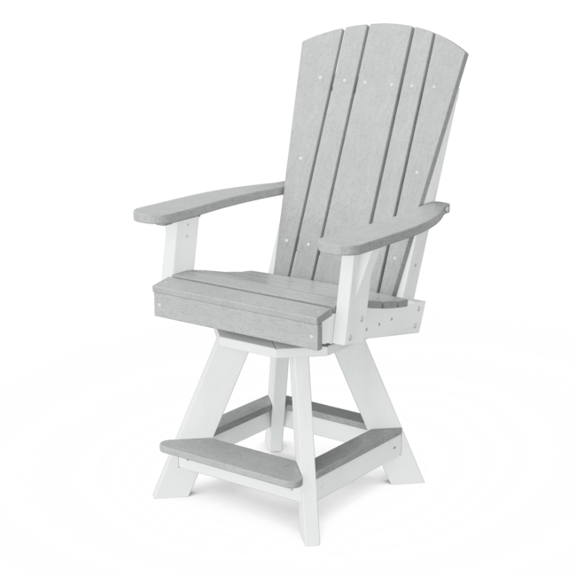 Heritage 48" Pub Table Set with 4 Swivel Chairs  Bar Height Light Gray with White Frame