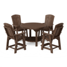 Heritage Pub Set 48" Round Table 4 Chairs Bar Height Tudor Brown