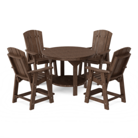 Heritage Pub Set 48" Round Table 4 Chairs Bar Height Tudor Brown
