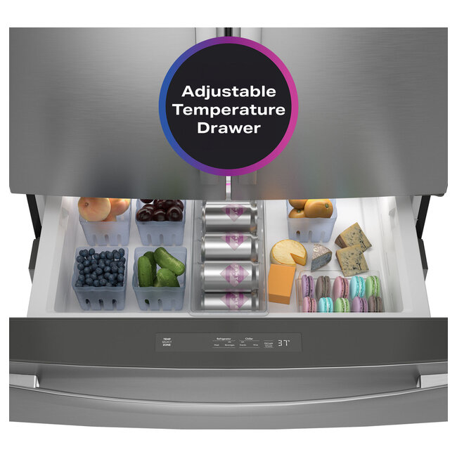 GE Profile - 28.7 Cu. Ft. 4 Door French Door Refrigerator with Dual-Dispense AutoFill Pitcher - Stainless Steel