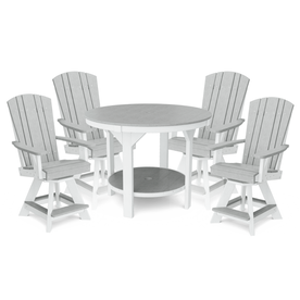 Heritage 48" Pub Table Set with 4 Swivel Chairs  Bar Height Light Gray with White Frame