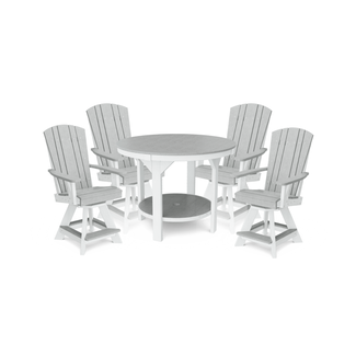 Wildridge Heritage 48" Pub Table Set with 4 Swivel Chairs  Bar Height Light Gray with White Frame