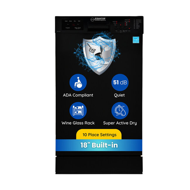 Equator 18" Slim Dishwasher Black