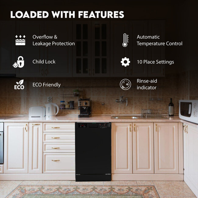 Equator 18" Slim Dishwasher Black