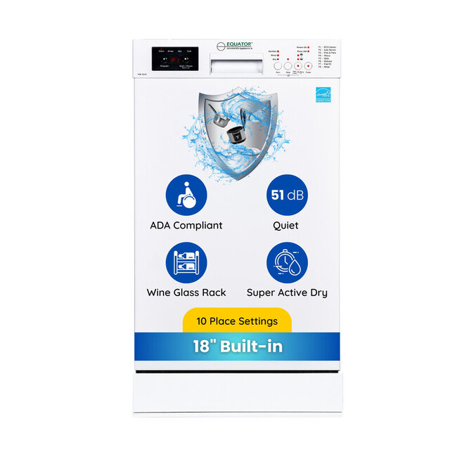 Equator 18"" Slim Dishwasher White