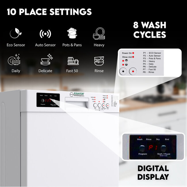 Equator 18"" Slim Dishwasher White