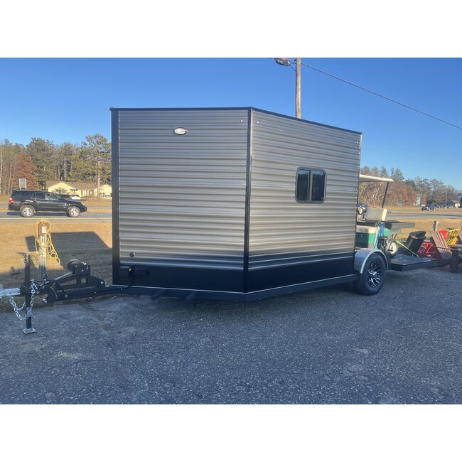 17' Drop Down Ice House w/ Toy Hauler Deck - Charcoal Gray