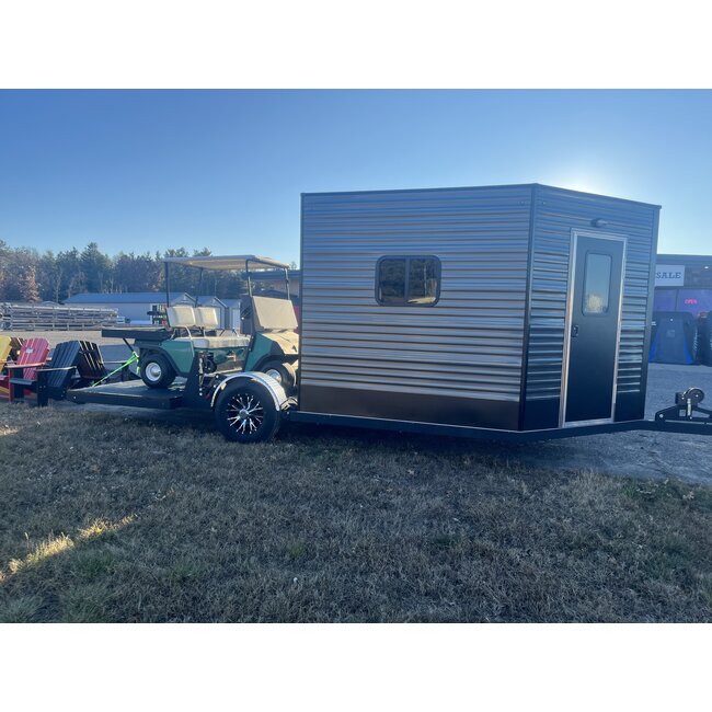 17' Drop Down Ice House w/ Toy Hauler Deck - Charcoal Gray