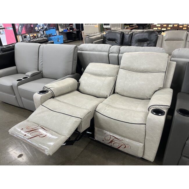 55" Bogey Putty Theater Seat w/ LED Lights, Massage, and USB