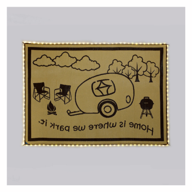 8x11 LED Reversible Patio Camping Mat - Beige/Brown