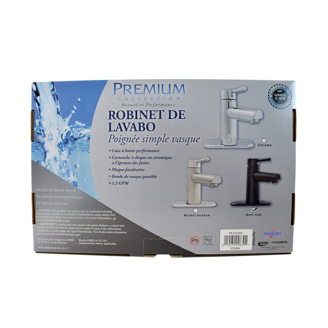 Single Handle Lavatory Faucet Matte Black