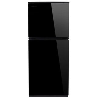 InVision 10.7 Cu. Ft. Black Glass Door 12V Refrigerator - Left Hand