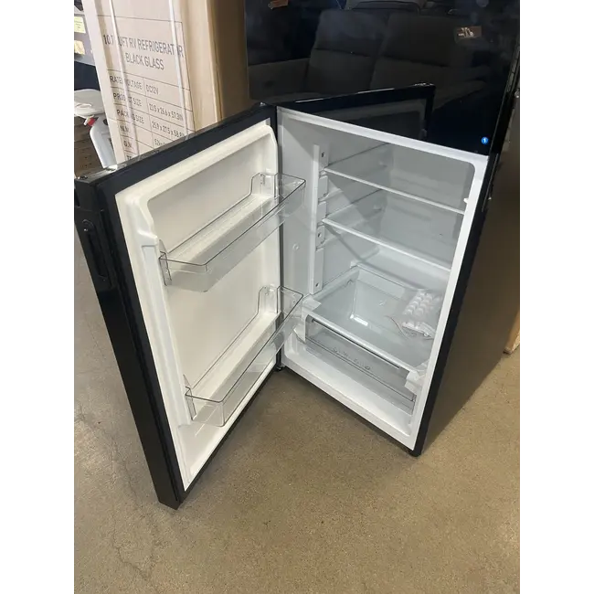 InVision 10.7 Cu. Ft. Black Glass Door 12V Refrigerator - Left Hand
