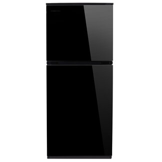InVision 10.7 Cu. Ft. Black Glass Door 12V Refrigerator - Right Hand