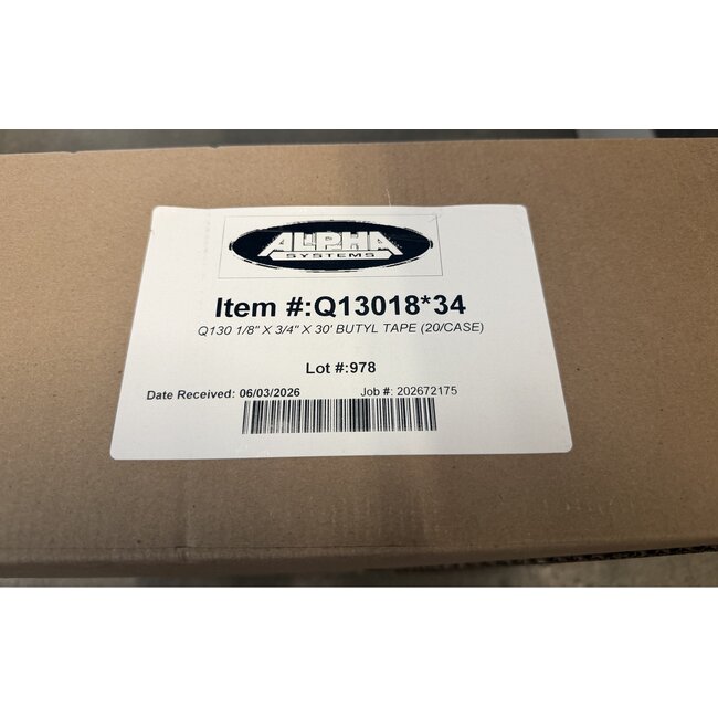 Q130 1/8" x 3/4" x 30' Butyl Tape Gray Case