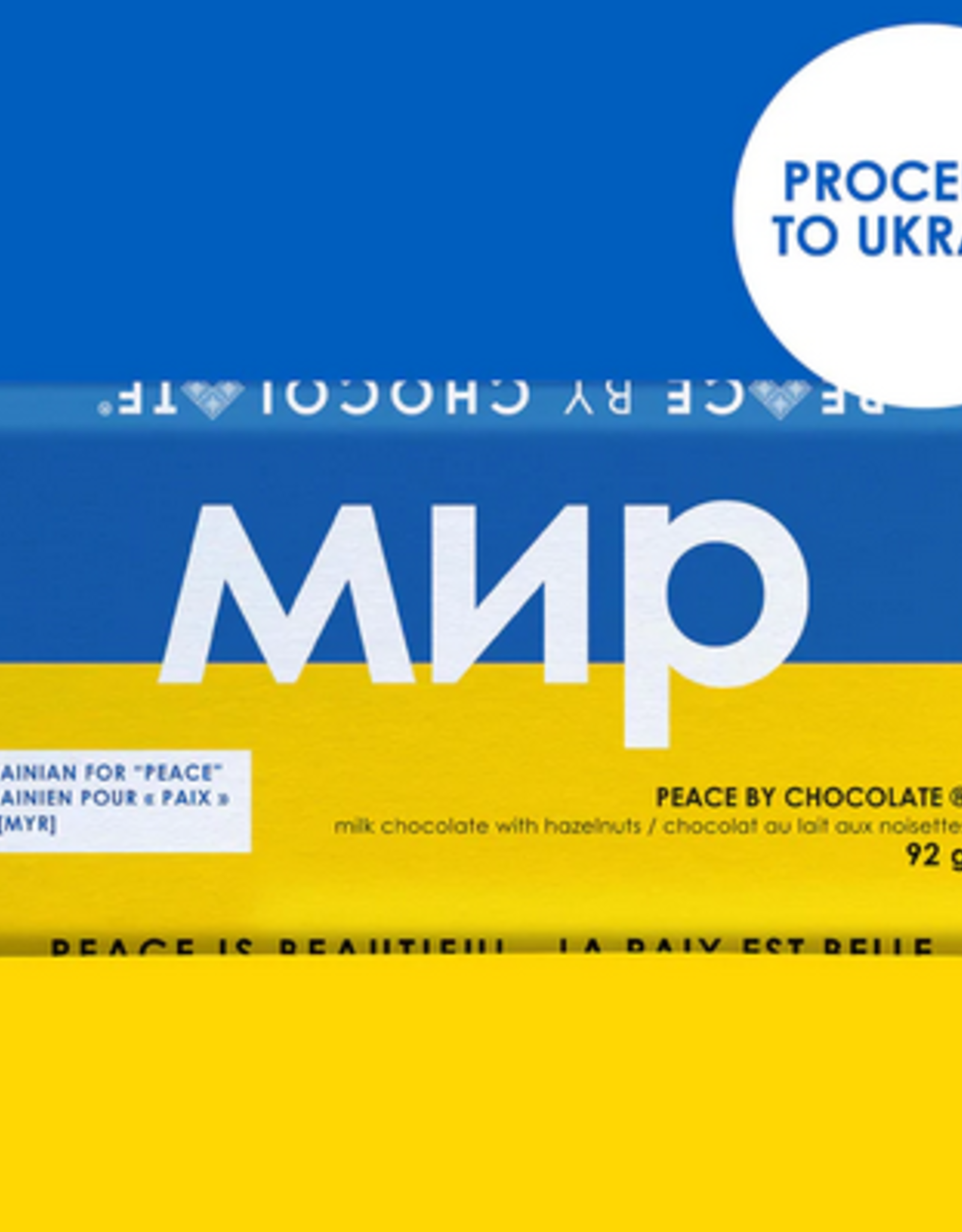 Peace by Chocolate Peace by Chocolate, Peace Bar-Chocolate Bar, Peace for Ukraine, Milk Chocolate Hazelnut (92g)
