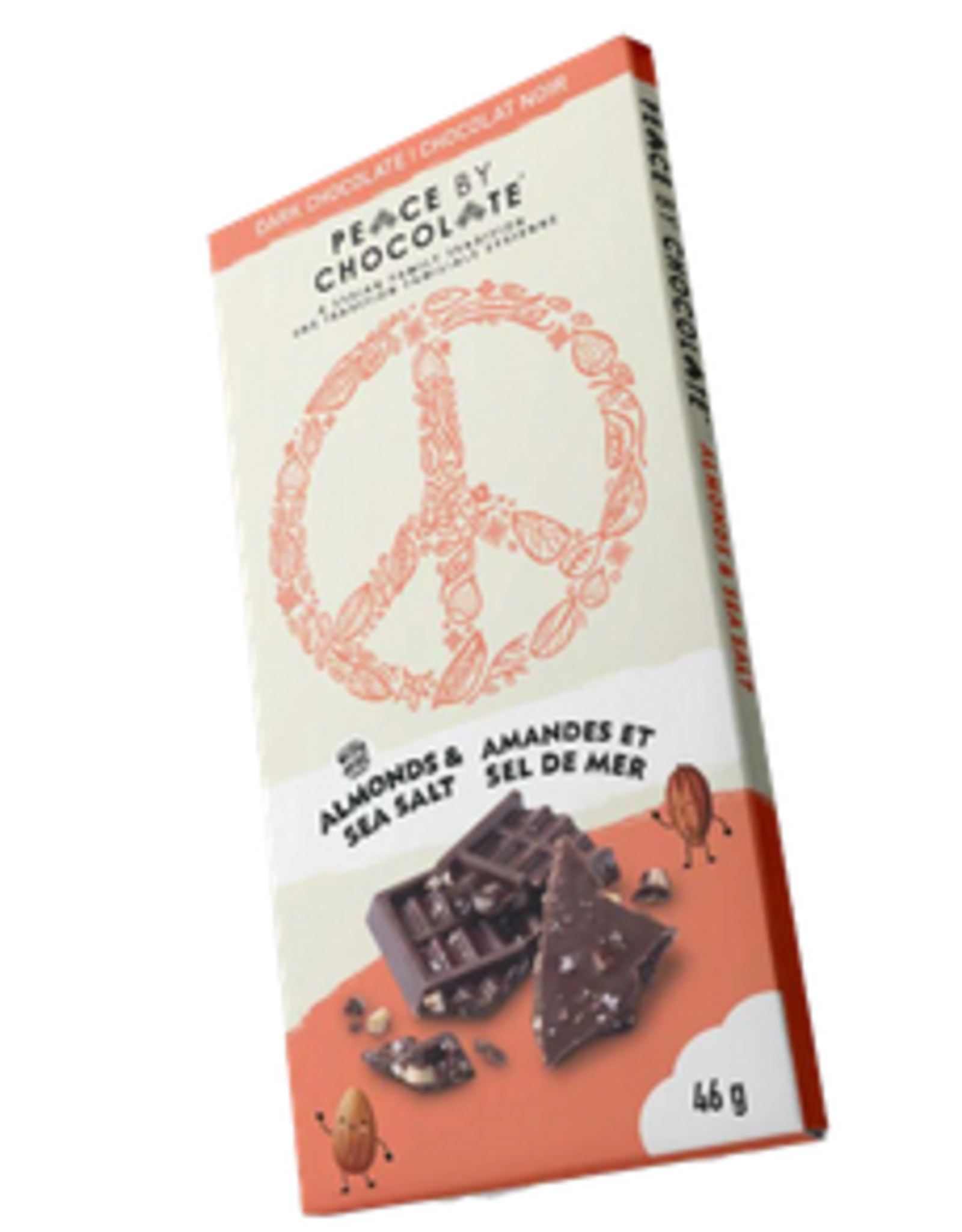 Peace by Chocolate Peace by Chocolate, Peace Bar-Chocolate Bar,  Dark Chocolate, Almonds & Sea Salt (46 g)