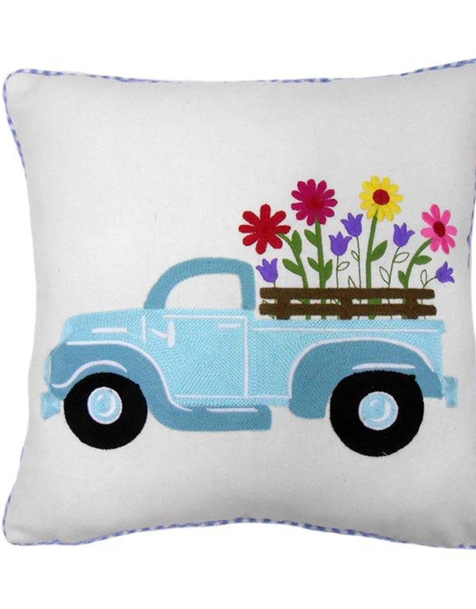 Embroidered Flower Truck Pillow