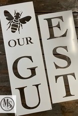 Bee Our Guest Vertical Sign Stencil - 48"