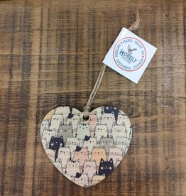 Wood Ornament #c1375 - Heart Cats