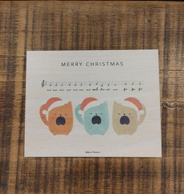 Wood Card #1280 -  Merry Christmas Singing Cats