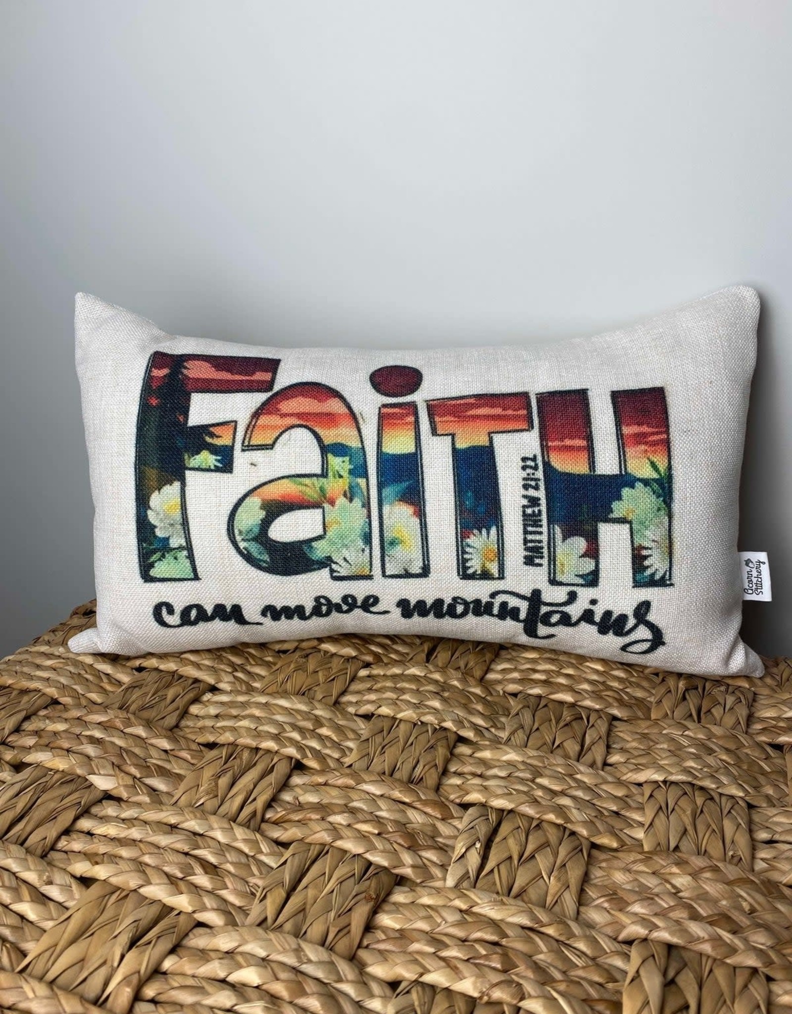 Faith Can Move Mountains pillow - 12 x 20
