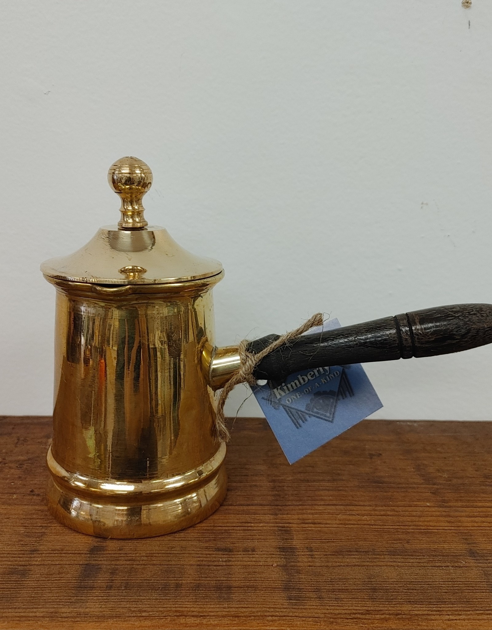 Vintage Brass Turkish Coffee Pot w/lid & wood handle