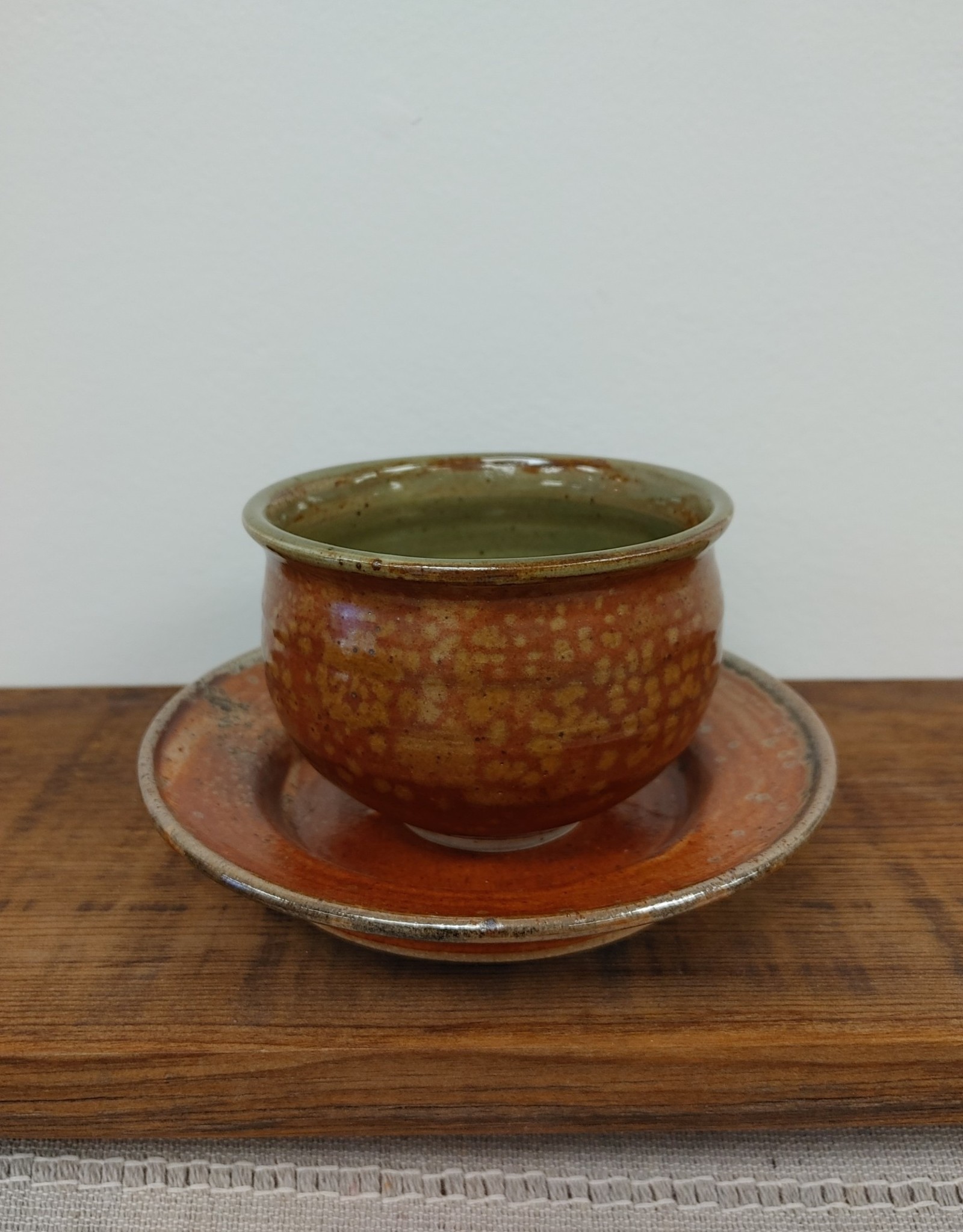 Small Pottery Bowl & Saucer