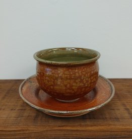 Small Pottery Bowl & Saucer
