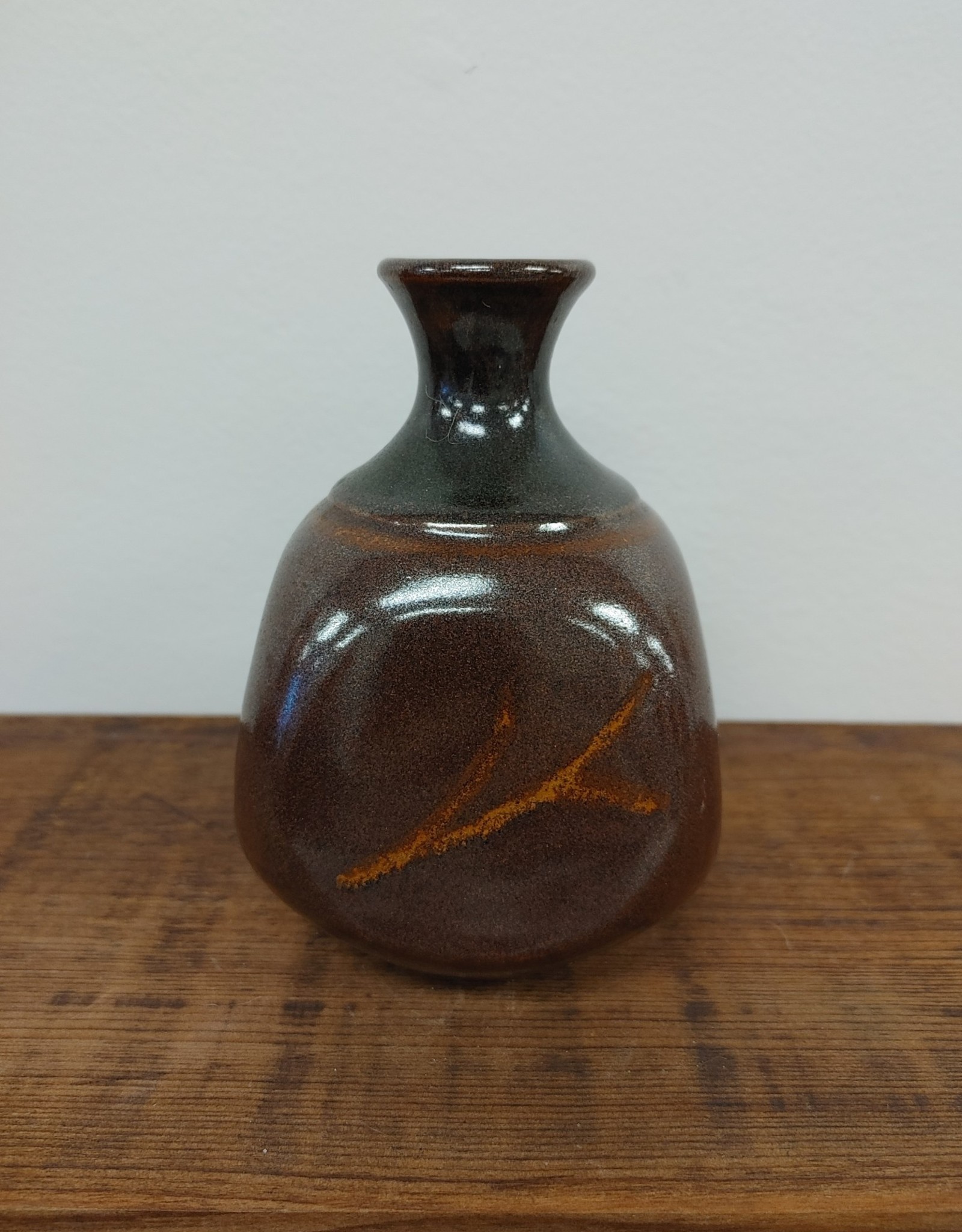 Small Brown 4-Sided Pottery Vase
