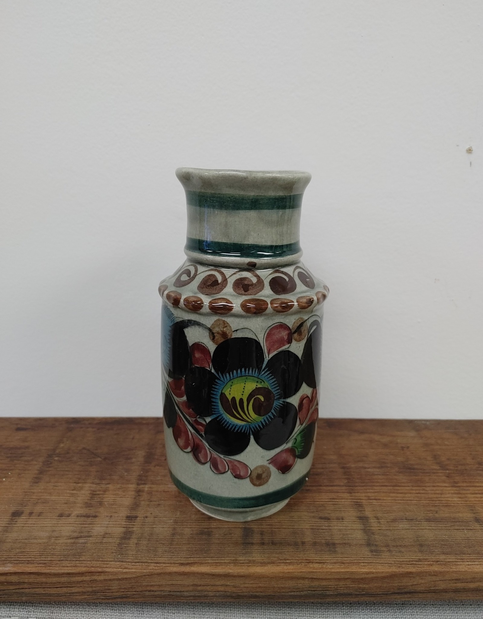 Vintage Tonala Floral Pottery Vase  - 8"