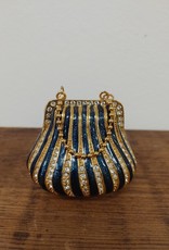 Gold & Navy Purse Trinket Box w/chain