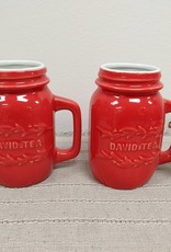 Red David's Tea Mason Jar Style Mugs - pair