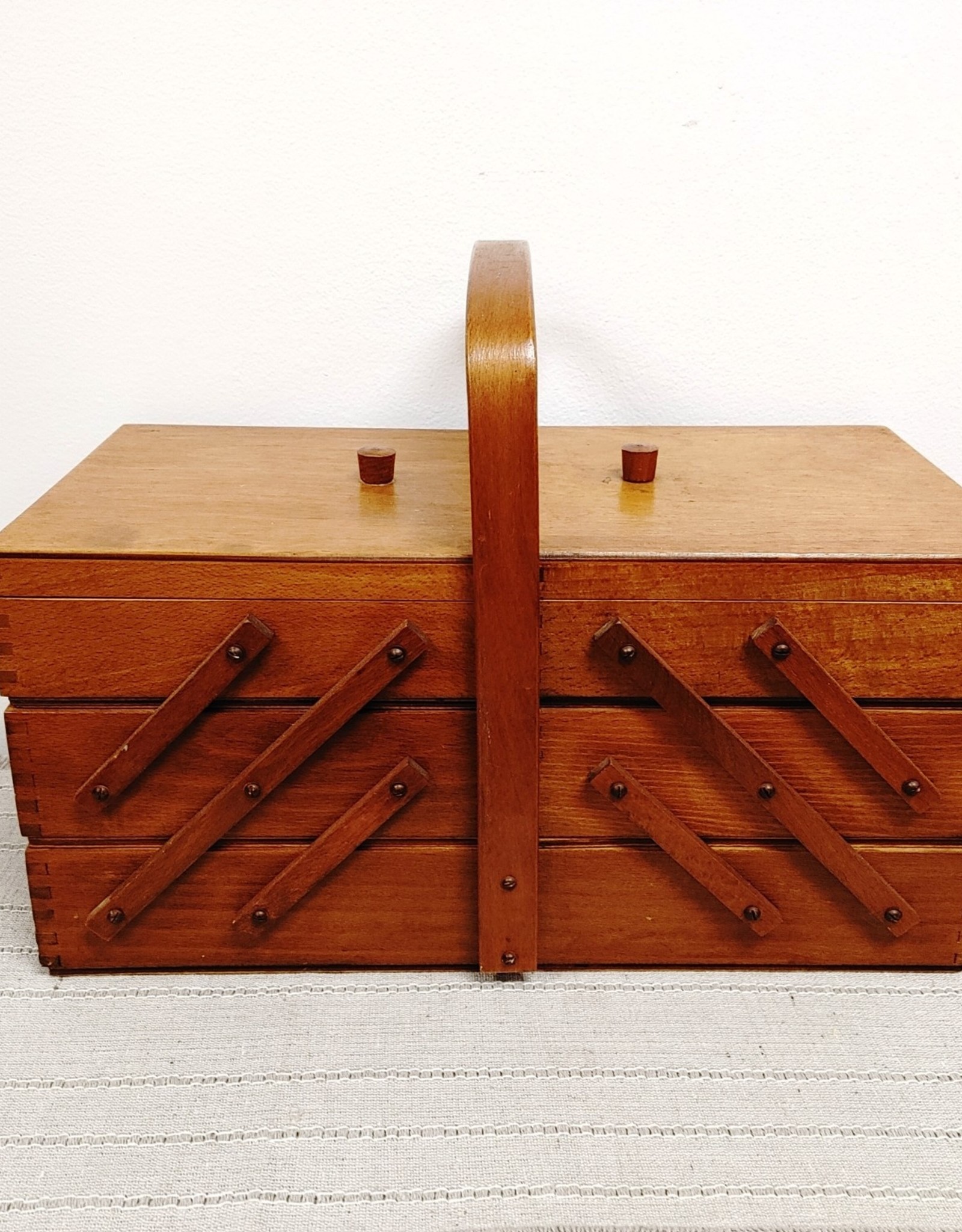 Vintage Wooden 3 Tier Sewing Box