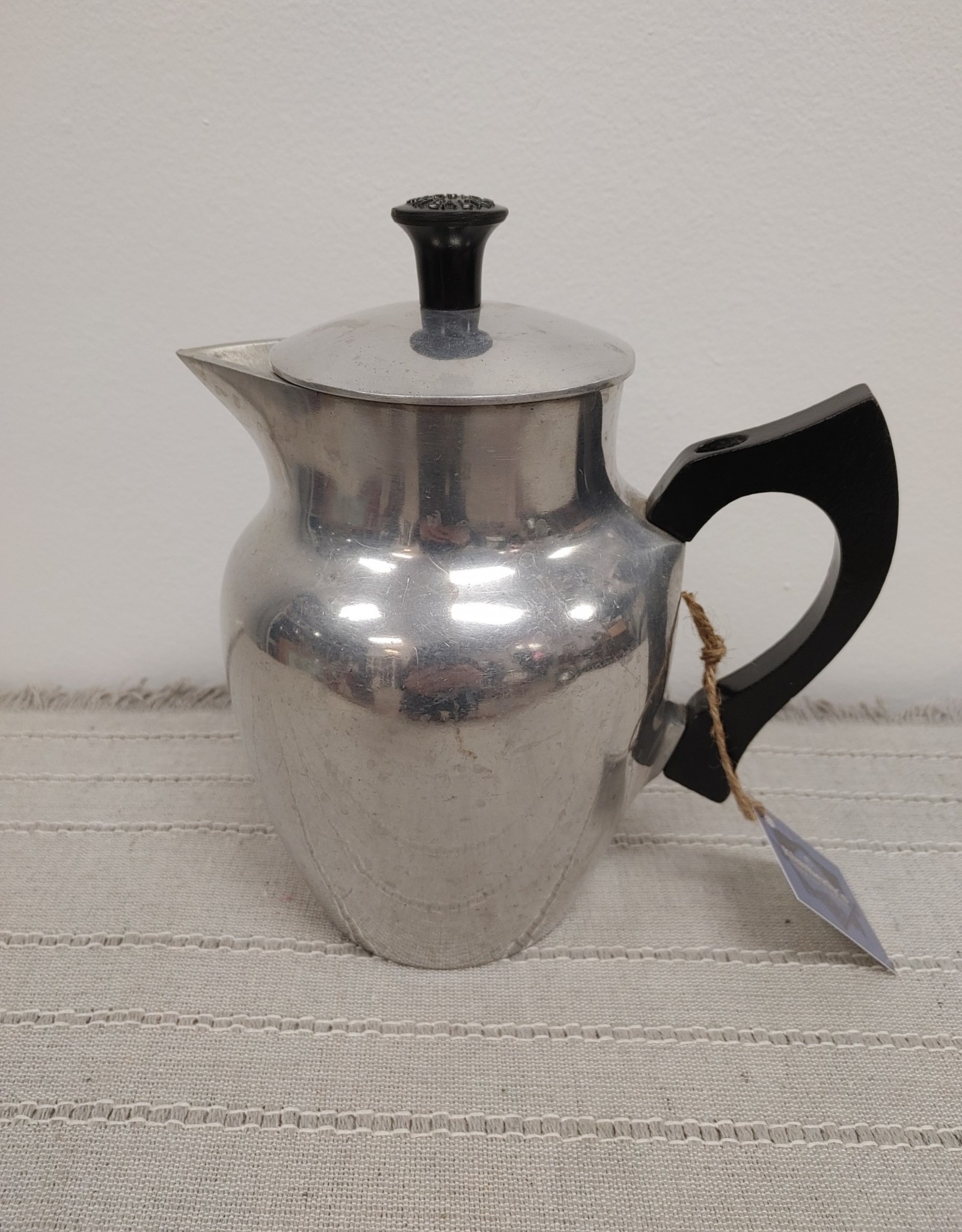 Vintage Cast Aluminum Coffee Pot - Super Health - wood handle