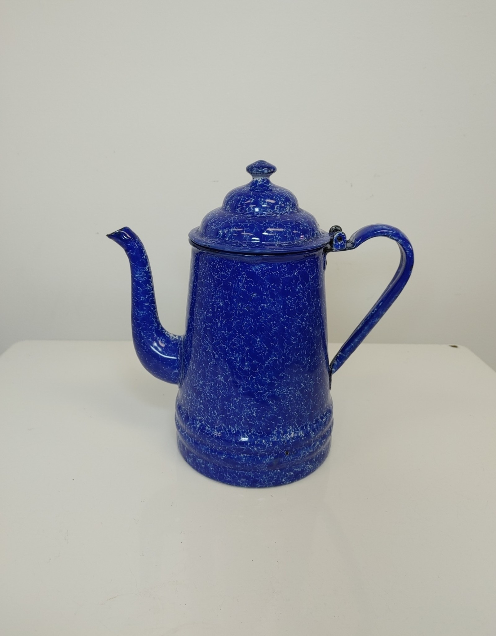 Vintage Blue Enamel Coffee Pot - 9.5"