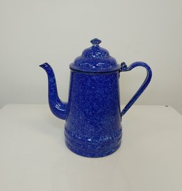 Vintage Blue Enamel Coffee Pot - 9.5"