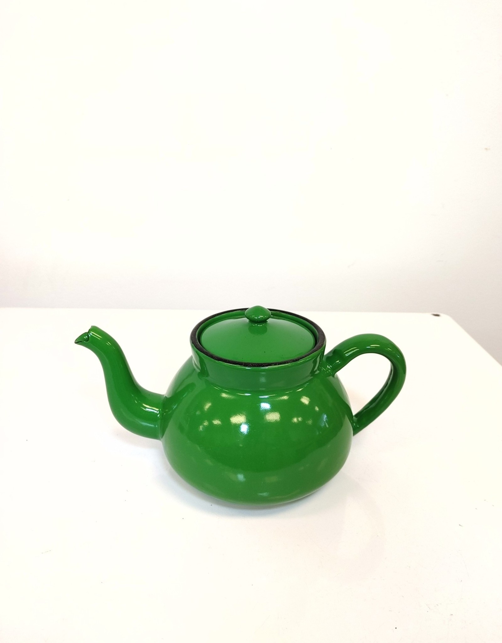 Small Vintage Green Enamel Teapot