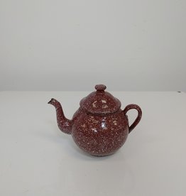 Small Vintage Burgundy Speckled Enamel Teapot