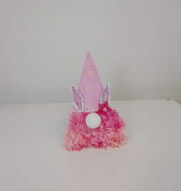 Wooden Bunny Gnome - Medium Pink