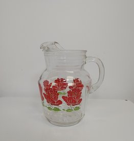 Vintage Glass Pitcher w/Roses