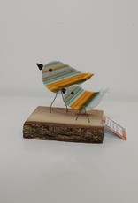 Double Birds on Wood - Orange/Teal/White