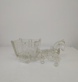 Vintage Glass Donkey & Cart Planter/Candy Dish - 9" long
