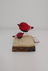 Double Birds on Wood - Red/Black