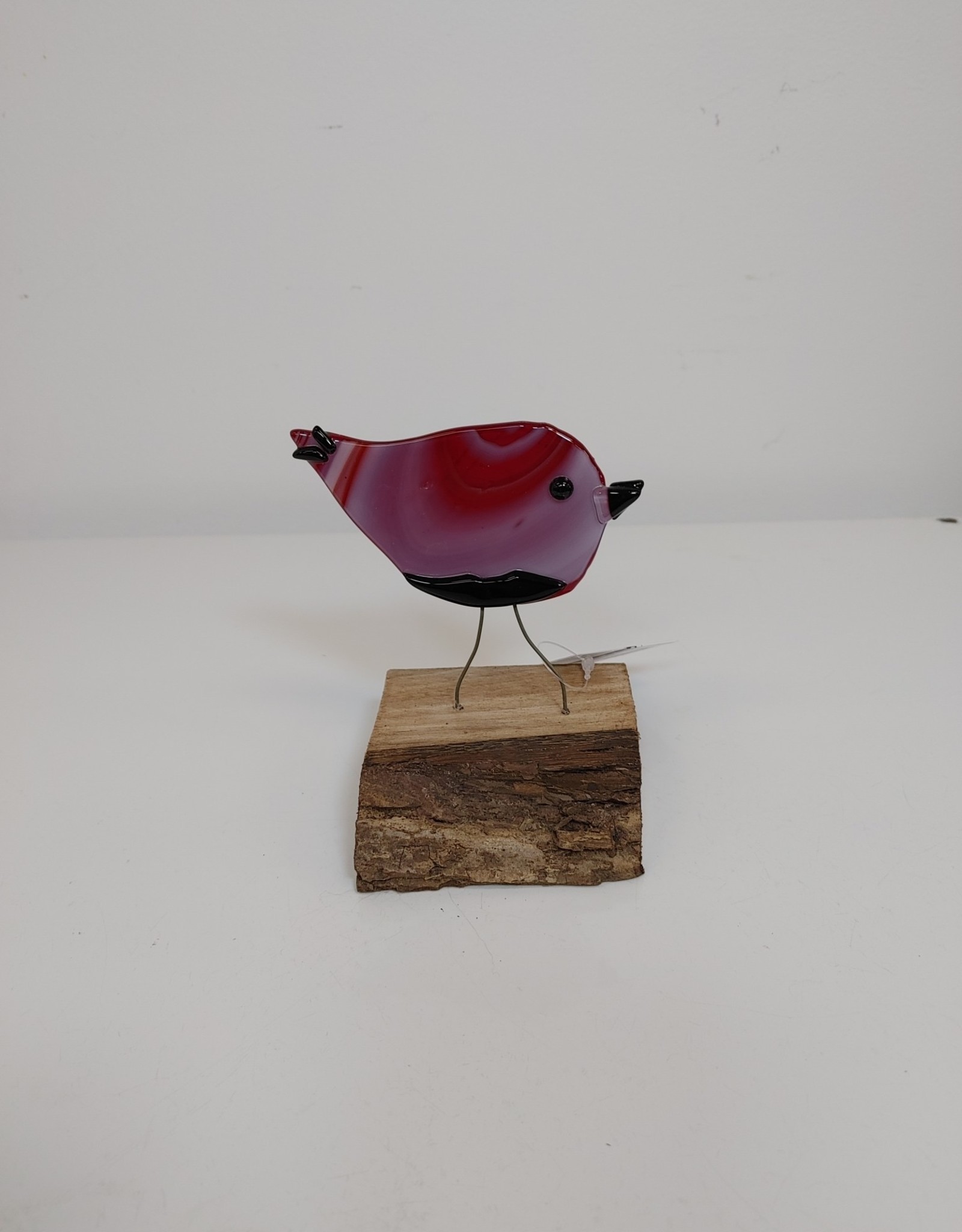 Single Bird on Wood - Red/Black