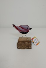 Single Bird on Wood - Red/Black