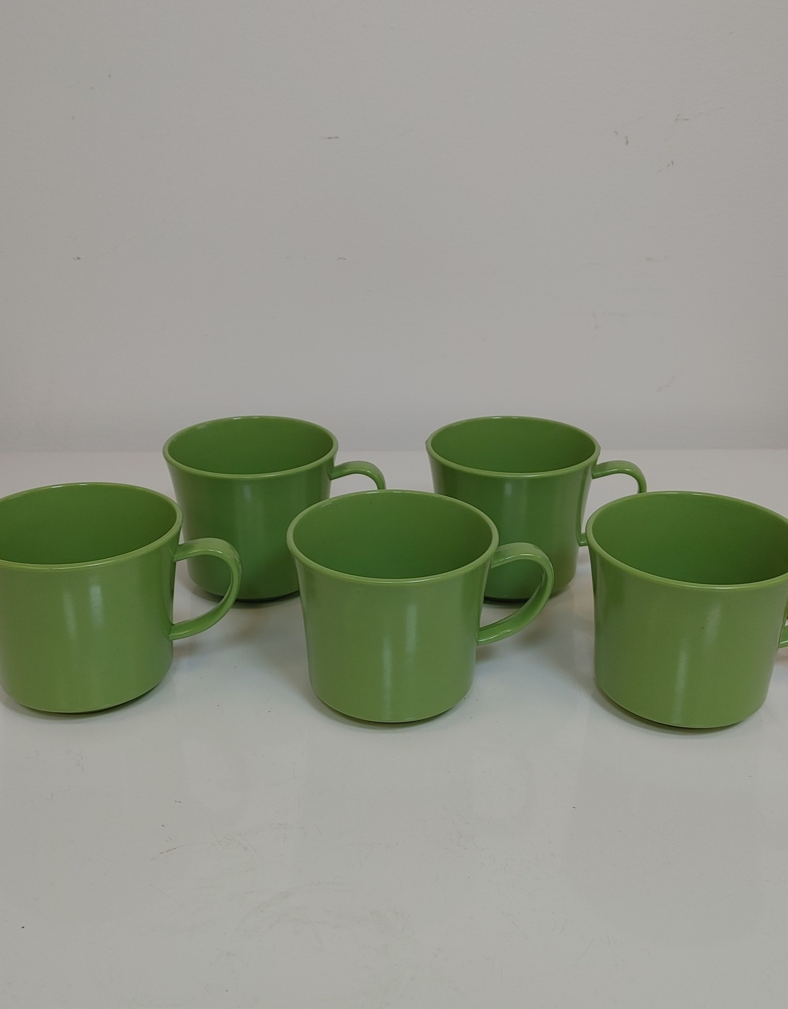 Vintage Green Cups - Set of 5