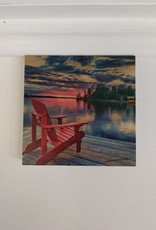 Solid Maple Wood Coaster #1015  - Adirondack on Dock